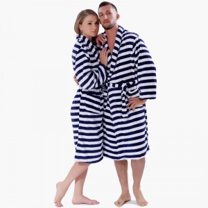 Взрослые полосатые халаты мужчины женщины пижамы