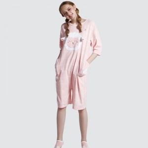 Женский пижамный комплект из хлопкового джерси с принтом Onesie Pink